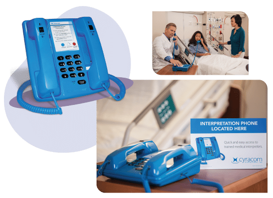 Dual-handset blue phones in a hospital