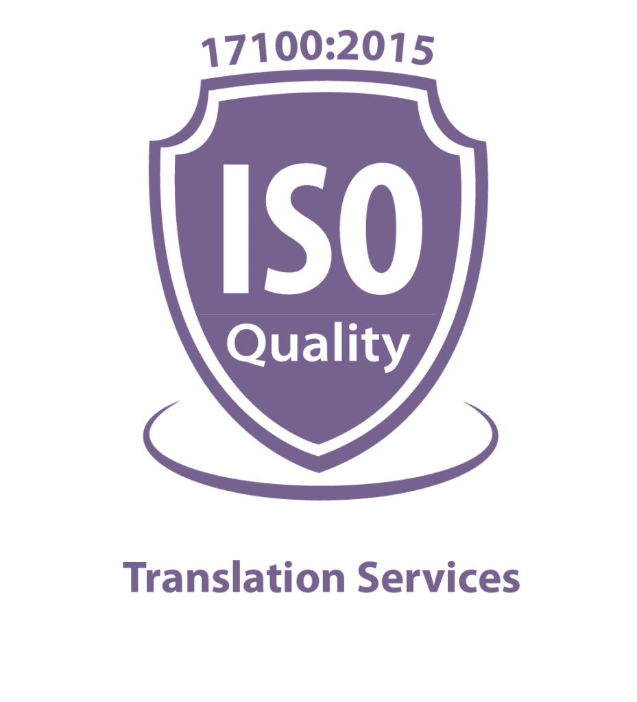 ISO accreditation shield 17100:2015 Translation Services